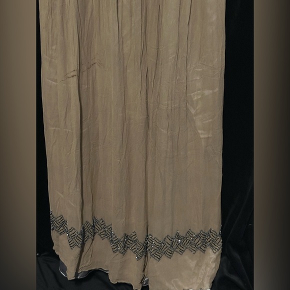 Adrianna Papell Silk Elegant Beaded Brown Chiffon Dress/Gown Size 14W - Picture 4 of 16